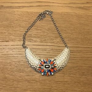 Silver and Multicolor Statement Necklace